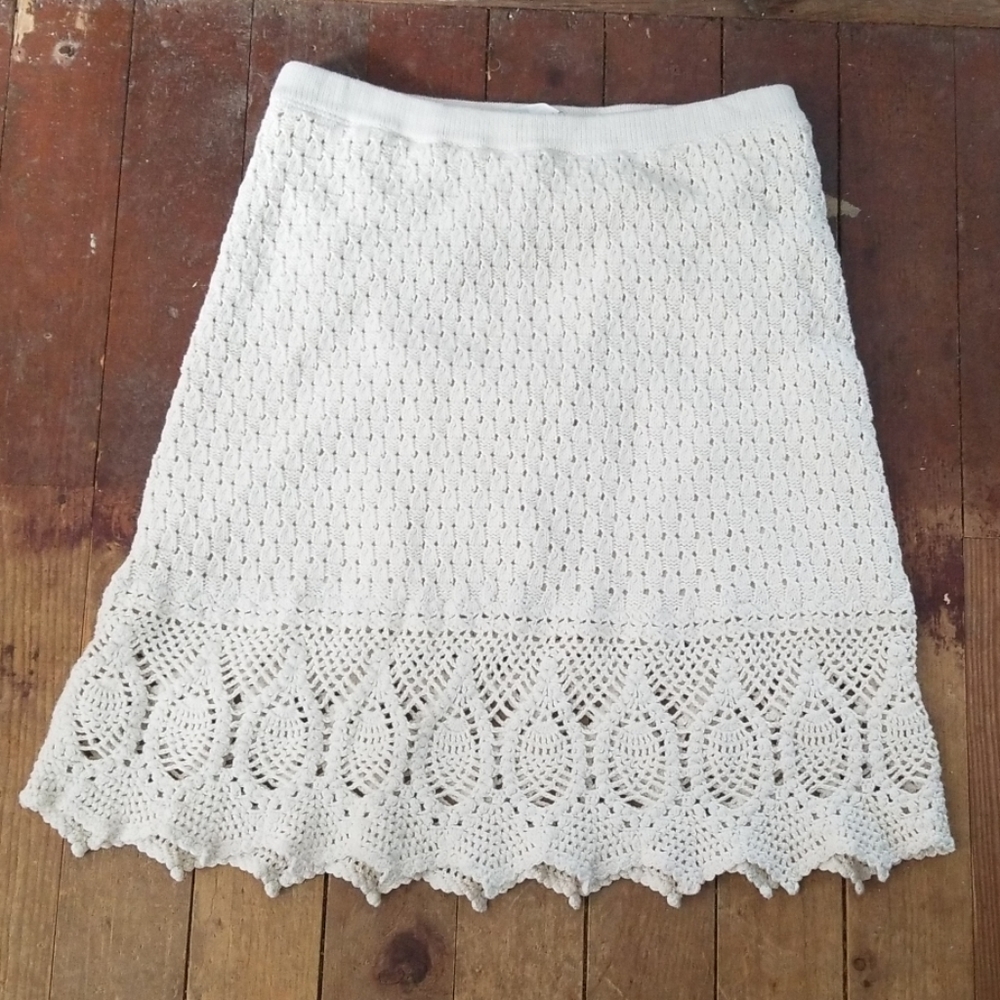 Athleta Cream Crochet Knit A-Line Skirt